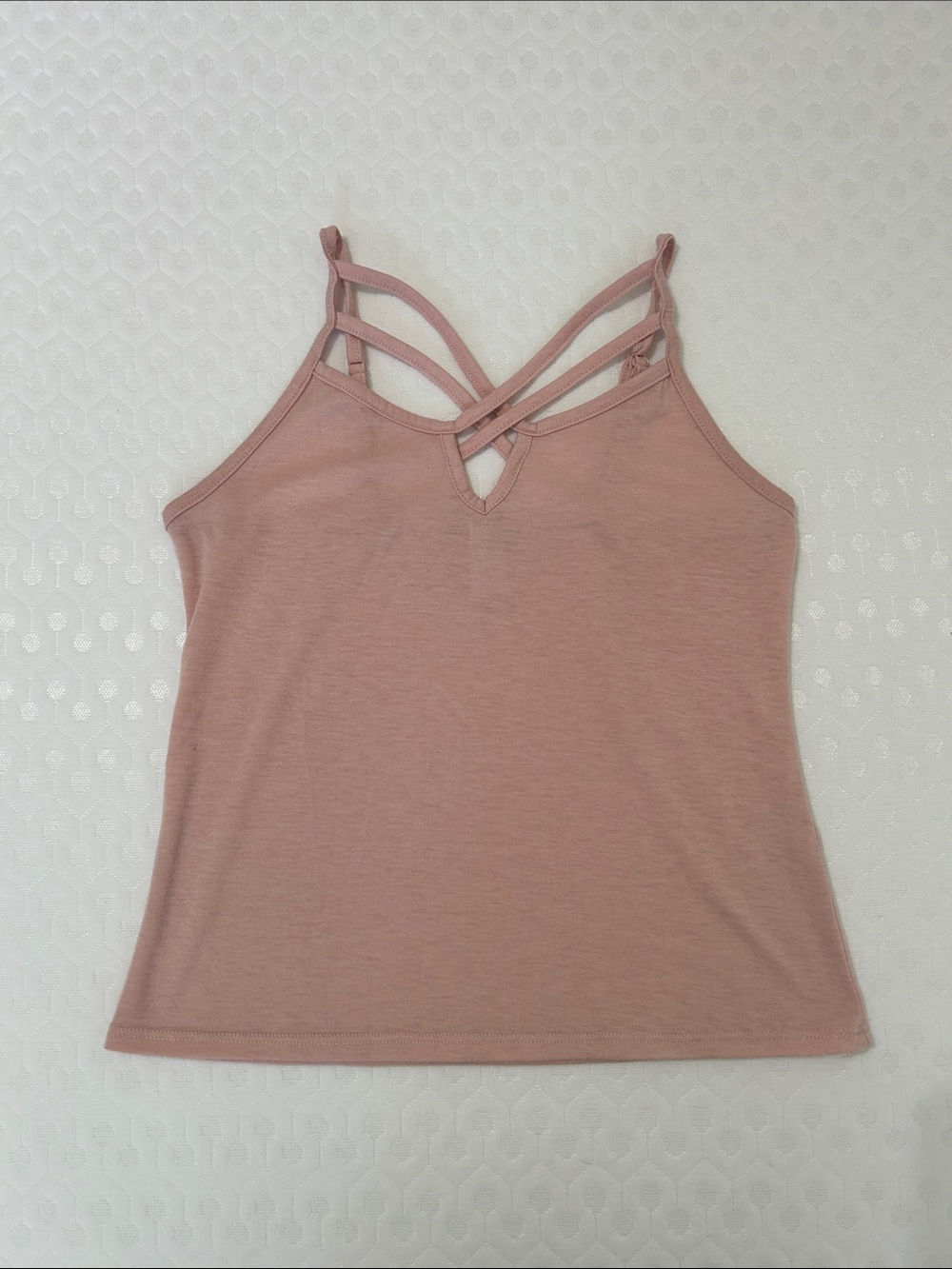 Women's Strappy Pink Tank Top - Sleeveless V-Neck